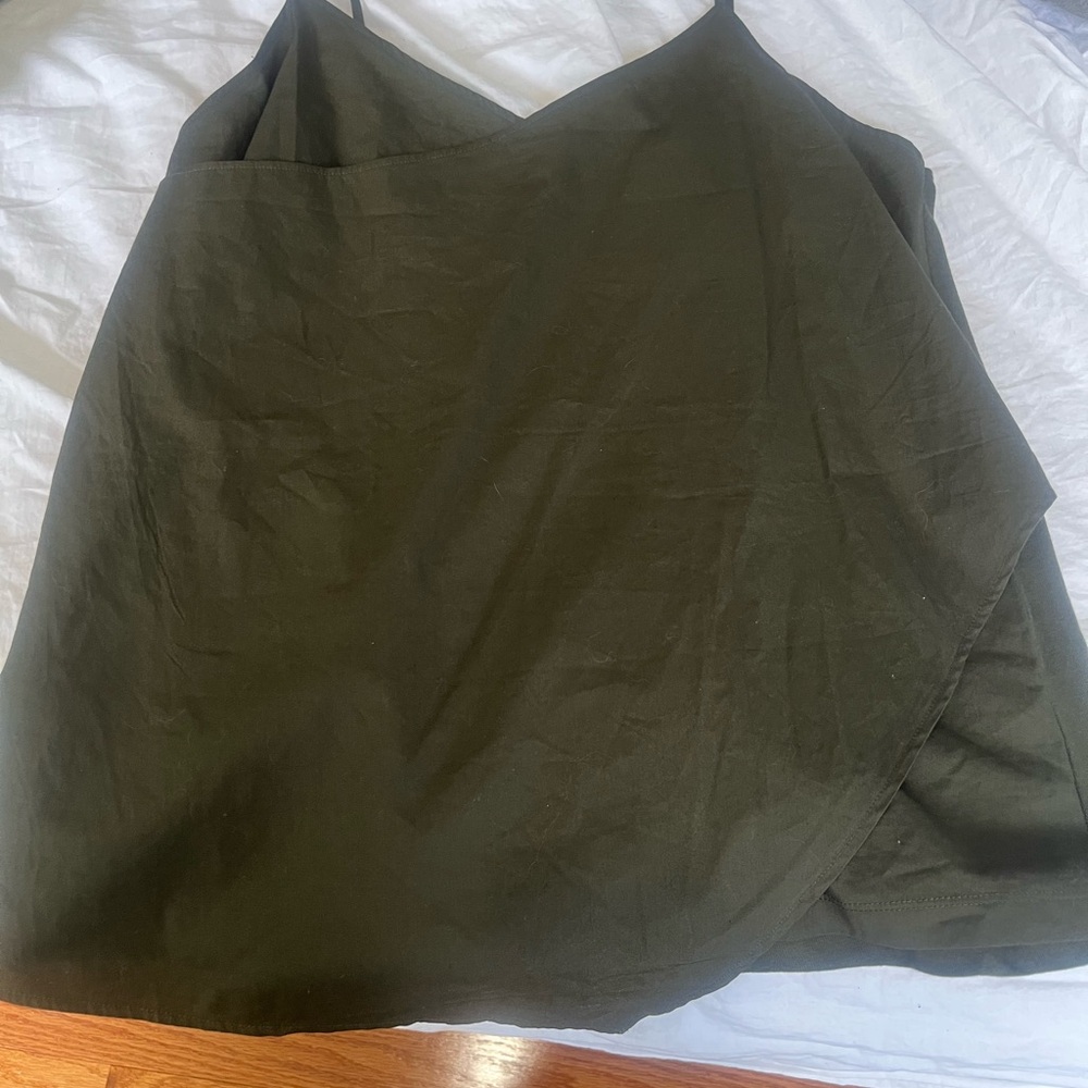 Zara Asymmetrical Olive Top. Size large